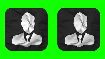 Male Face Icon Cloth Seamless Looped Waving in Squire Shape Isolated with Plain and Bump Texture, 3D Rendering, Green Screen, Alpha Matte video