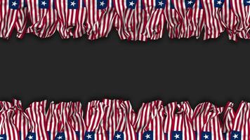 Liberia vlag hangende banier naadloos looping met buil en duidelijk textuur, 3d weergave, luma matte video