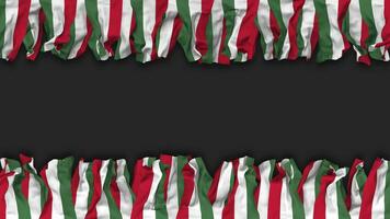 Hungary Flag Hanging Banner Seamless Looping with Bump and Plain Texture, 3D Rendering, Luma Matte video