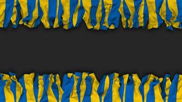 Ucrania bandera colgando bandera sin costura bucle con bache y llanura textura, 3d representación, luma mate video
