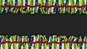 centrale africano repubblica bandiera sospeso bandiera senza soluzione di continuità looping con urto e pianura struttura, 3d rendering, luma Opaco video