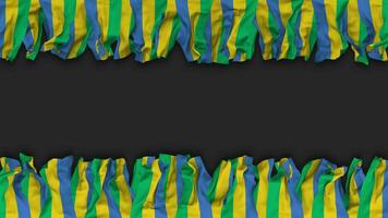 Gabon Flag Hanging Banner Seamless Looping with Bump and Plain Texture, 3D Rendering, Luma Matte video