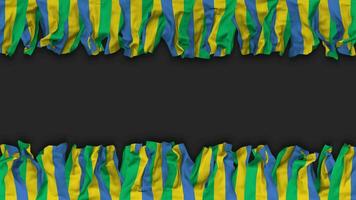 Gabon Flag Hanging Banner Seamless Looping with Bump and Plain Texture, 3D Rendering, Luma Matte video