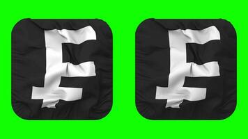 Swiss Franc Currency Icon Cloth Waving in Squire Shape Isolated with Plain and Bump Texture, 3D Rendering, Green Screen, Alpha Matte video