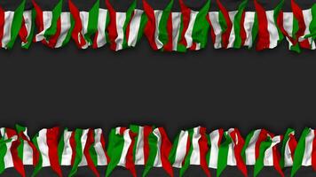 Koeweit vlag hangende banier naadloos looping met buil en duidelijk textuur, 3d weergave, luma matte video