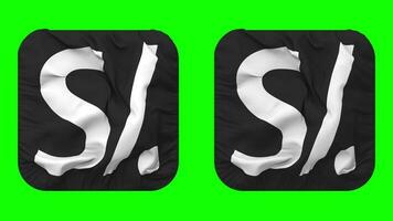 Peruvian Sol Currency Icon Cloth Waving in Squire Shape Isolated with Plain and Bump Texture, 3D Rendering, Green Screen, Alpha Matte video