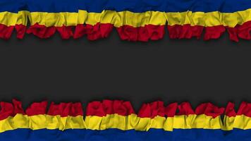 Romania Flag Hanging Banner Seamless Looping with Bump and Plain Texture, 3D Rendering, Luma Matte video