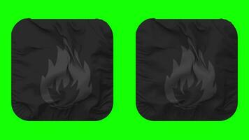 Highly Flammable Hazard Icon Cloth Seamless Looped Waving in Squire Shape Isolated with Plain and Bump Texture, 3D Rendering, Green Screen, Alpha Matte video