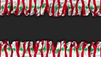 Líbano bandera colgando bandera sin costura bucle con bache y llanura textura, 3d representación, luma mate video