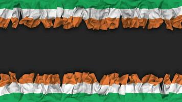 Ireland Flag Hanging Banner Seamless Looping with Bump and Plain Texture, 3D Rendering, Luma Matte video