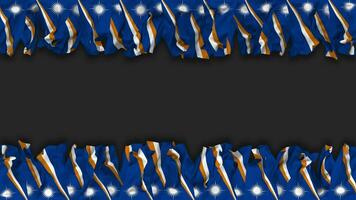 Marshall Islands Flag Hanging Banner Seamless Looping with Bump and Plain Texture, 3D Rendering, Luma Matte video