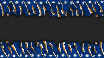 Marshall Islands Flag Hanging Banner Seamless Looping with Bump and Plain Texture, 3D Rendering, Luma Matte video