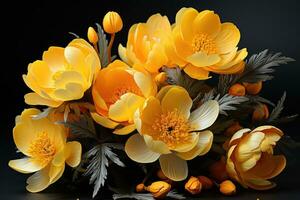 Close-up of yellow crocus flowers photo