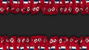 Wallis and Futuna Flag Hanging Banner Seamless Looping with Bump and Plain Texture, 3D Rendering, Luma Matte video