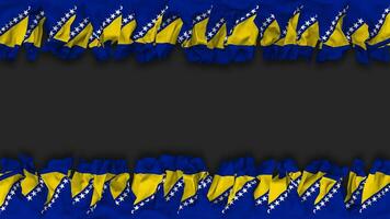 Bosnia and Herzegovina Flag Hanging Banner Seamless Looping with Bump and Plain Texture, 3D Rendering, Luma Matte video