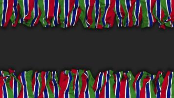 Gambia Flag Hanging Banner Seamless Looping with Bump and Plain Texture, 3D Rendering, Luma Matte video