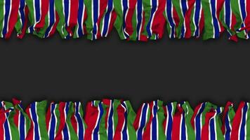 Gambia Flag Hanging Banner Seamless Looping with Bump and Plain Texture, 3D Rendering, Luma Matte video