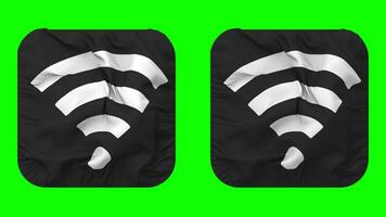 Wi-Fi icona stoffa senza soluzione di continuità loop agitando nel scudiero forma isolato con pianura e urto struttura, 3d rendering, verde schermo, alfa Opaco video