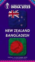 New Zealand vs Bangladesh Match in ICC Men's Cricket Worldcup India 2023, Vertical Status Video, 3D Rendering video