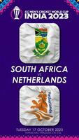 South Africa vs Netherland Match in ICC Men's Cricket Worldcup India 2023, Vertical Status Video, 3D Rendering video