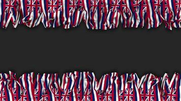 State of Hawaii Flag Hanging Banner Seamless Looping with Bump and Plain Texture, 3D Rendering, Luma Matte video