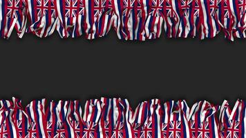 State of Hawaii Flag Hanging Banner Seamless Looping with Bump and Plain Texture, 3D Rendering, Luma Matte video