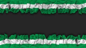 Nigeria Flag Hanging Banner Seamless Looping with Bump and Plain Texture, 3D Rendering, Luma Matte video