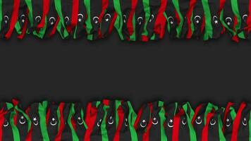 Libya Flag Hanging Banner Seamless Looping with Bump and Plain Texture, 3D Rendering, Luma Matte video