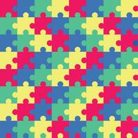Bright colorful jigsaw puzzle repeat pattern background vector
