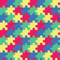 Bright colorful jigsaw puzzle repeat pattern background vector