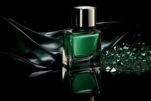 Green nail polish bottle. photo