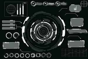 ciencia fi hud moderno futurista usuario interfaz cuadrado marcos bloques colocar. alto tecnología pantalla digital holograma ventana. tecnología antecedentes con hud tablero interfaz. vector ilustración