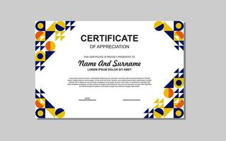 modern style certificate template in blue and orange colors. certificate with luxury style. vector