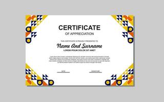 modern style certificate template in blue and orange colors. certificate with luxury style. vector