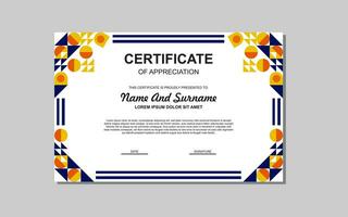 modern style certificate template in blue and orange colors. certificate with luxury style. vector