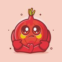 kawaii rojo cebolla personaje mascota con triste expresión aislado dibujos animados en plano estilo diseño vector