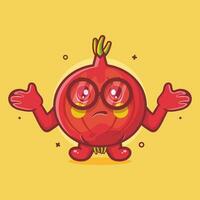 funny red onion character mascot with confused gesture isolated cartoon in flat style design vector