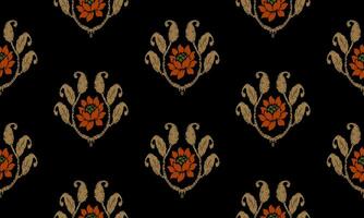 Ikat Seamless Pattern tribal art Embroidery, Ikat stripe Digital textile Asian Design for Prints Fabric saree Mughal Swaths texture Kurti Kurtis Kurtas, Motif Batik vector