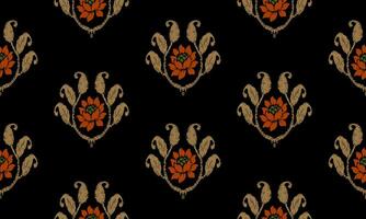 ikat sin costura modelo tribal Arte bordado, ikat raya digital textil asiático diseño para huellas dactilares tela sari Mughal franjas textura curti kurtis kurtas, motivo batik vector