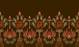 ikat sin costura modelo tribal Arte bordado, ikat raya digital textil asiático diseño para huellas dactilares tela sari Mughal franjas textura curti kurtis kurtas, motivo batik vector