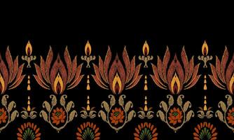 Ikat Seamless Pattern tribal art Embroidery, Ikat stripe Digital textile Asian Design for Prints Fabric saree Mughal Swaths texture Kurti Kurtis Kurtas, Motif Batik vector