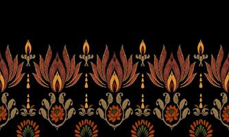 Ikat Seamless Pattern tribal art Embroidery, Ikat stripe Digital textile Asian Design for Prints Fabric saree Mughal Swaths texture Kurti Kurtis Kurtas, Motif Batik vector