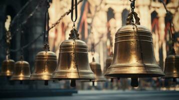 Old retro copper bells photo