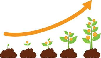 Money growing from the ground saving idea vector