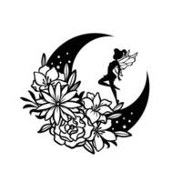 Fairy and crescent moon cut file illustration vector