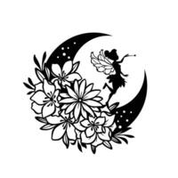 Fairy and crescent moon cut file illustration vector