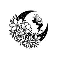 Fairy and crescent moon cut file illustration vector