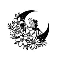 Fairy and crescent moon cut file illustration vector