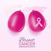 Breast Cancer Awareness Month illustration with balloons vector