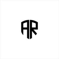 Initial letters AR shield shape black monogram logo vector